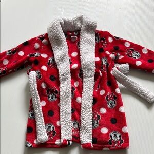 Disney JR. Minnie Mouse - Red, black and white robe.  Size 2T-3T